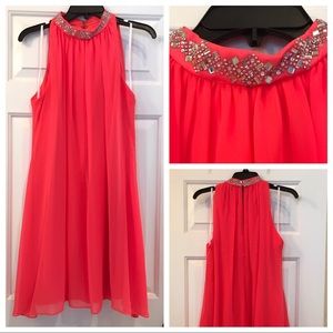 Flowy coral cocktail dress.  Size 8. Worn once.